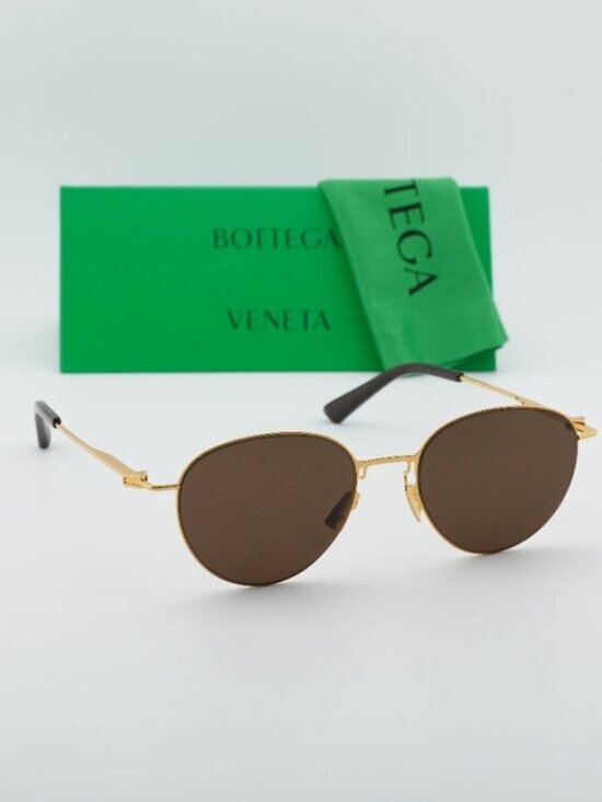 Bottega Veneta BV1268S 002 Aviator Sunglasses - Gold / Brown main image 5